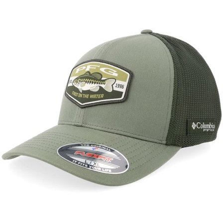 Columbia - Grön flexfit Keps - Pfg Patch Ball Cap Cypress Big Bass Mesh Flexfit @ Hatstore