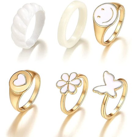 Guldringe Sæt Trendy Ringe Sæt Æstetisk Knuckle Stacking Ringe Til Kvinder Pige