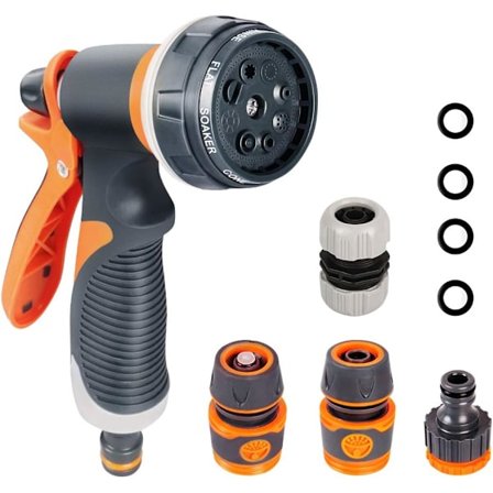 Haveslange sprøjtepistol sæt med 8 funktioner, højtryksdyse, skridsikker