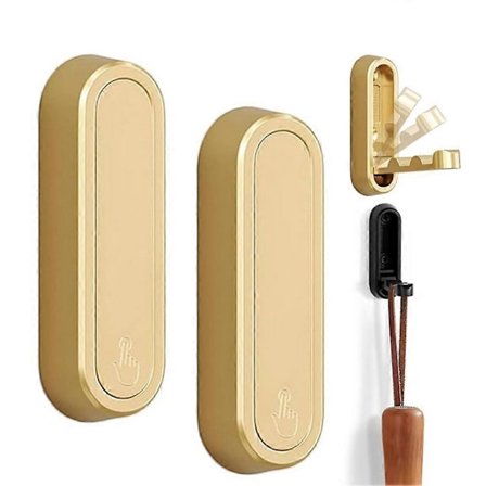 2 stk. guldfarvede sammenklappelige vægkroge, badeværelsesvægkrog, der kan trækkes tilbage, til ophængning af frakker, håndklæder, rygsække (LGL)