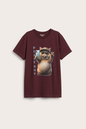 Kappahl | T-shirt med tryck | Mörkröd