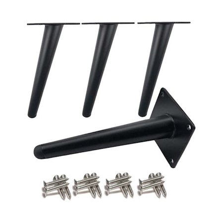 4 st snedställda bordsben, metallskåpsben, koniska möbelben, Sta