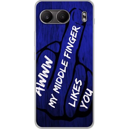 Kompatibelt Mobildeksel til OnePlus Nord 4 Mørk typografisk illustrasjon med hjerteform og budskap om vennskap mot dyp blå tretekstur