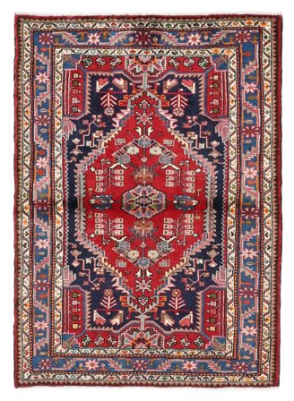 Handgeknüpft Hamadan 110X160 Wollteppich Dunkelrot/Schwarz Klein