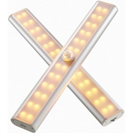 LED-drevet bevegelsessensorlampe, trådløs skaplampe, bærbar nødlampe, nattlys for barn, ekstra, 3000K varmt hvitt (2 stk.)