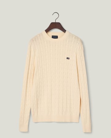 Lexington Kabelstrikket genser i bomull, offwhite