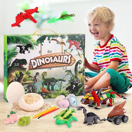 Adventskalenderdinosaur 2023, 24 dagers nedtellingskalender, julekalenderleke, juleblindboks, julenyhetslekesett