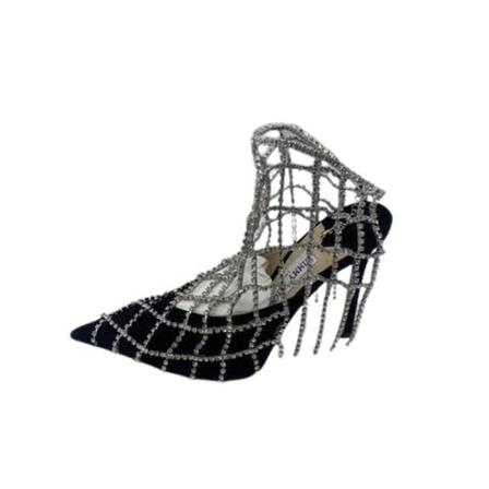 Jimmy Choo Pre-owned Pre-ownedCanvasheels Sort, Dame Vintage Sko, Størrelse: 37 EU