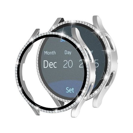 Blingfodral till Samsung Galaxy Watch 5 40mm, hårt PC-kristalldiamantram skyddande fodral + härdat glasskydd