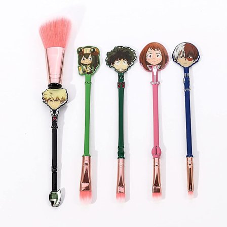 My Hero Academia Makeup Brushes Set, Pink Synthesis Soft Fiber Borst Anime Makeup Brush Professionella presenter till Fansh Eye Shadows Face Powder 