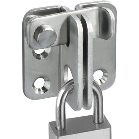 Skydedørslås Hængelås Hasp Dørlås Låsebeslag Krog Tyverisikring, Børstet rustfrit stål finish, EMS3001-B