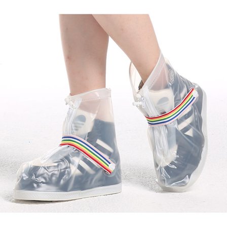 Oversko Regnsko Støvler Vanntett Skotrekk Gjenbrukbare Regnsko Beskyttende Utstyr for Menn og Kvinner-Transparent(M)