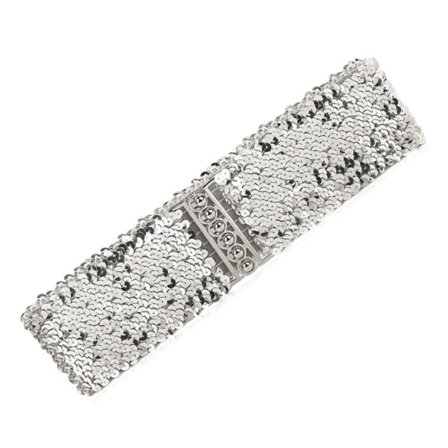 Brett resårbälte med paljetter i guld, silver, svart eller silver