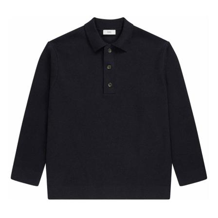 Closed, Knitted Longsleeve Polo Dark Night Niebieski, Mężczyzna, Rozmiar: L
