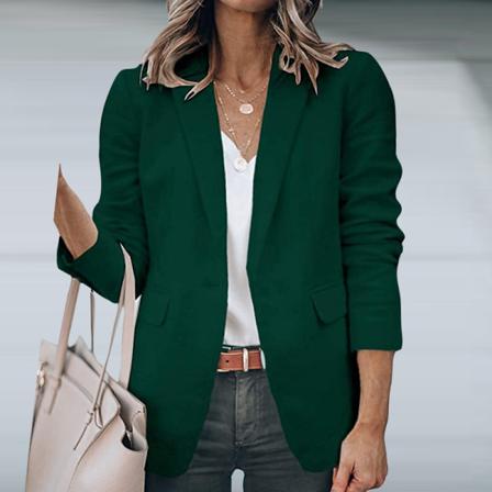 Kvinnor Enkelknäppt Ytterkläder Öppen Front Blazer