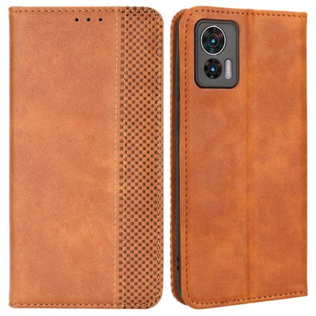 Til Motorola Edge 30 Neo 5g Magnetisk Auto Lukning Retro Pu Læder Wallet Case Præget Mønster Telefon Stand Beskyttelsescover