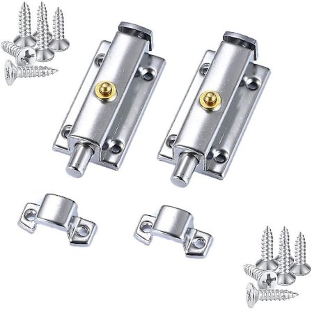 Rostfritt stål cylinderbult glidande dörrlås, rostfritt stål toalett dörrlås för badrum dörrar och fönster, fjäderknopp upplåsning