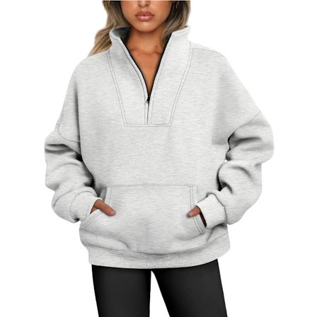Dam Halv Zip Sweatshirt Casual Långärmad Stå Krage Pullover Jacka