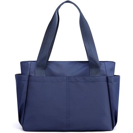 Nylon Tote Bag for Kvinner, Multi-lomme Casual Skulderveske Vanntett Handlevesker Blue