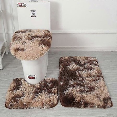 3 stk. Baderomsmatte med sklisikker sokkel + Lokk til toalettsete + Badematte