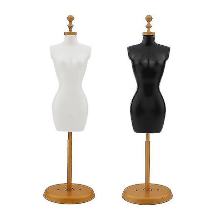 Kvinne mannequin torso, 2 stk Kjole Form Manikin Body Med Base Stand For Sying Dressmakers Kjole Smykker Display, Blackwhite, (blandet stil)