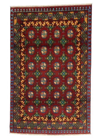 118X181 Tappeto Afghan Fine Orientale Nero/Rosso Scuro (Lana, Afghanistan) Carpetvista