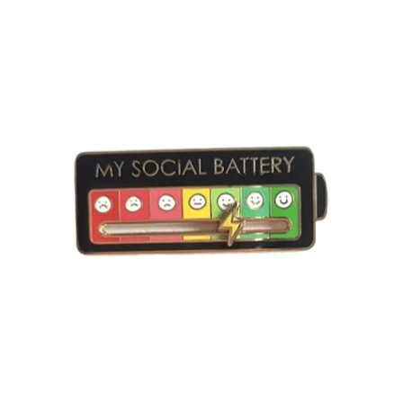 Uusi päivitys Social Battery Pin - My Social Battery Creative rintaneula, hauska emalillinen tunnepinta 7 päivää viikossa