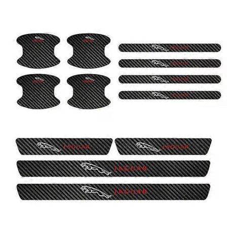 Sopii Jaguar XF XE XFL XEL XJL XJ F-PACE -automallien kanssa yhteensopivaksi auton ovenkahvan suojakalvoksi, hiilikuituinen oven kynnys 