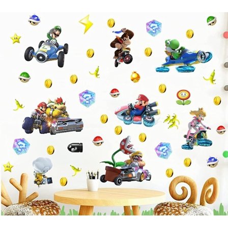 Mario Veggklistremerke Tegneserie Veggdekor Klistremerker DIY Avtakbar Klistre Baby Gutter Jenter Barnerom Barnehage Veggmaleri Dekor