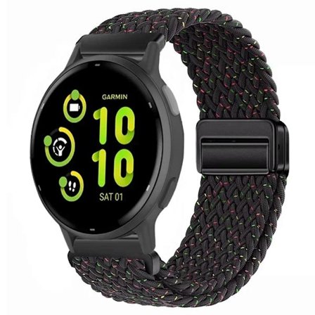 20/22 mm nylonarmband kompatibelt med Garmin Forerunner 55 165 265 965 255, magnetiskt flätat andningsbart band kompatibelt med Garmin Active 5/Venu 3