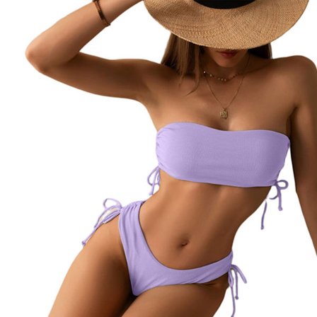 Ljuslila S Dam Halter String Bikini Set Sexig Trosa Cheeky Tvådelad Baddräkt Enfärgad Badkläder
