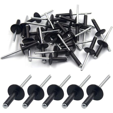 50 blindnitter i aluminium med store flanger, 4,8 mm x 20 mm, 50 stk. pr. pakke (sort)