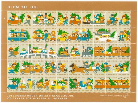 Danmark - Julemærkeark 2000 - Utakket på de vandrette marginer - Ubrugt eller foldet