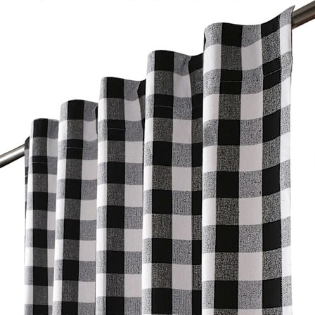 Rutiga Svartvita Gardiner 2-pack, 127x274 cm, Mörkläggande, Polyestertyg, Modern Heminredning