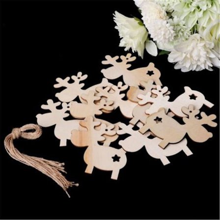 100 stk uferdige treornamenter av elg, assorterte størrelser blanke trebiter utskåret for DIY-håndverk