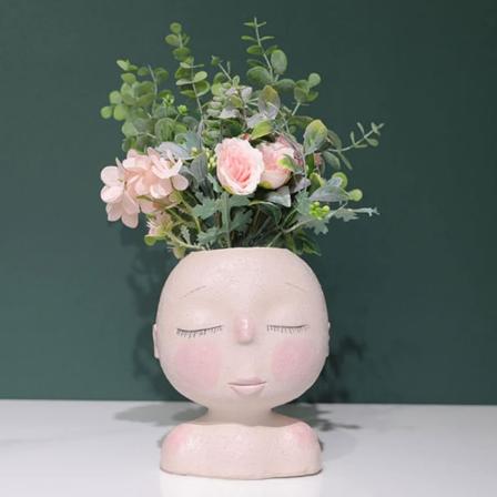 Blomsterpot i Form af Menneskehoved - Indendørs og Udendørs Dekoration med Drænhuller til Hjem, Kontor, Have