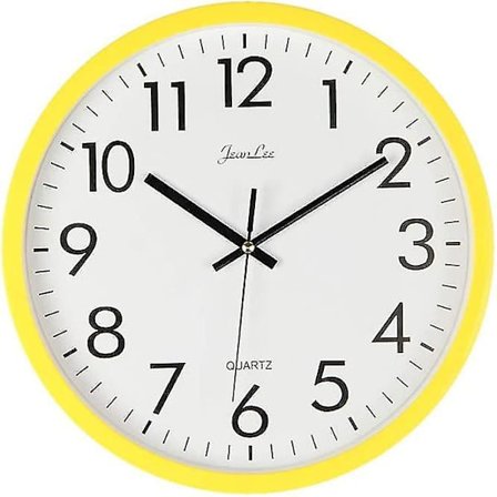 Veggklokke Kvarts Analog Stille Plast Gul