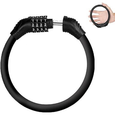 Pyörän lukko, teräsköysipyörän lukko, minipyörän lukko, musta pyörä