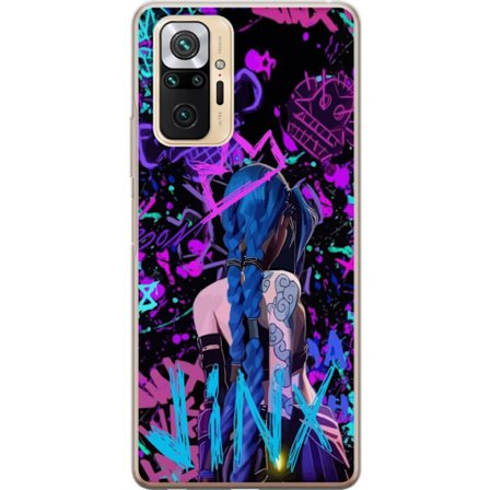 Kompatibelt Mobildeksel til Xiaomi Xiaomi Redmi Note 10 Pro Fargerik graffitiillustrasjon med en karakter med blått hår i en bygatekunststil