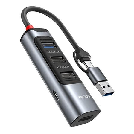 USB + USB-C Hub Adapter Konverter USB 3.0 + 3xUSB 2.0 + PD 100W