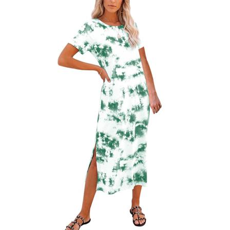 Kvinnor Färg Sömmar Sundress Kortärmad T-shirt Klänning