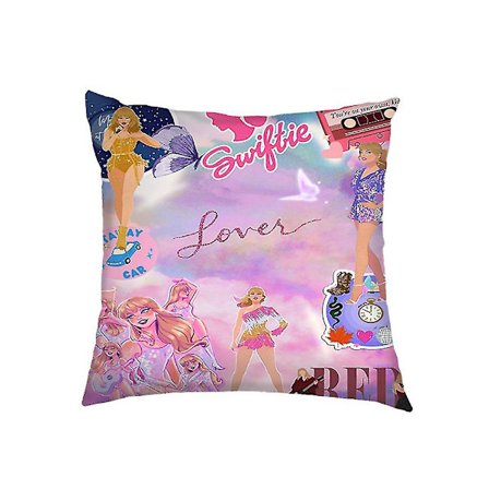 18x18 tommer Taylor Swift linned pudebetræk pudebetræk til sofa bil hjemmekontor indretning Swiftie fans gaver (FMY)