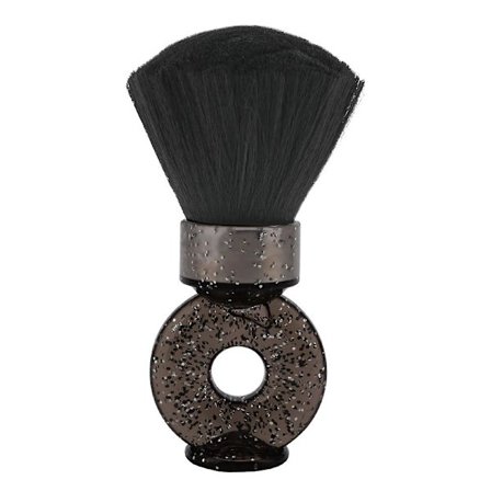 Halsborste Ringhandtag Salongsverktyg Mjuk borste för att ta bort brutet hår från nacke ansikte öron Stora borstar (bling svart)