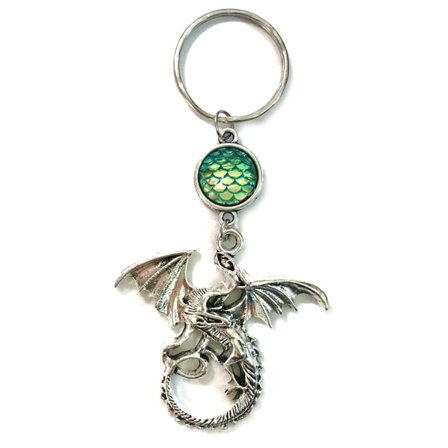 Nyckelring Drake Drakfjäll Fantasy Dragon Grön