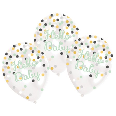 Hello Baby Konfettiballoner 6-pak