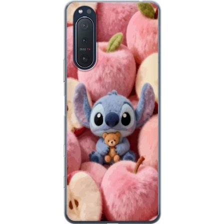Yhteensopiva Puhelinkuori Sony Xperia 5 II Stitch vaaleanpunaisten pörröisten omenoiden joukossa, joissa on teddy ja söpö kawaii-esteettisyys
