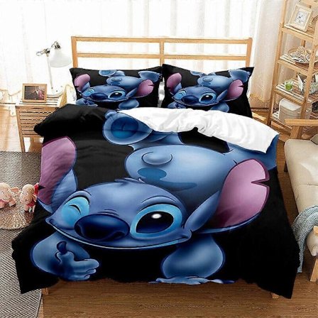 a654 Sengesett Lilo & Stitch Dynetrekksett Mykt Super Sengetøy 3-Delt Sengesett (1 Dynetrekk + 2 Putetrekk) Tm654