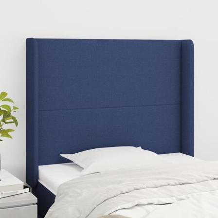 Vidaxl Huvudgavel Med Kanter Blå 103x16x118/128 Cm Tyg Blå