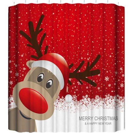 Julegardin med vanntette kroker, kompatibel for bad eller jul, 180*180cm