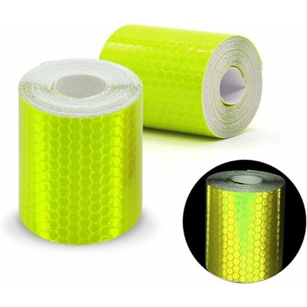 2 ruller selvklæbende vinyltape, 3m x 50mm, højintensitetsprisme-reflektion, sikkerheds-/markeringsbånd, gul